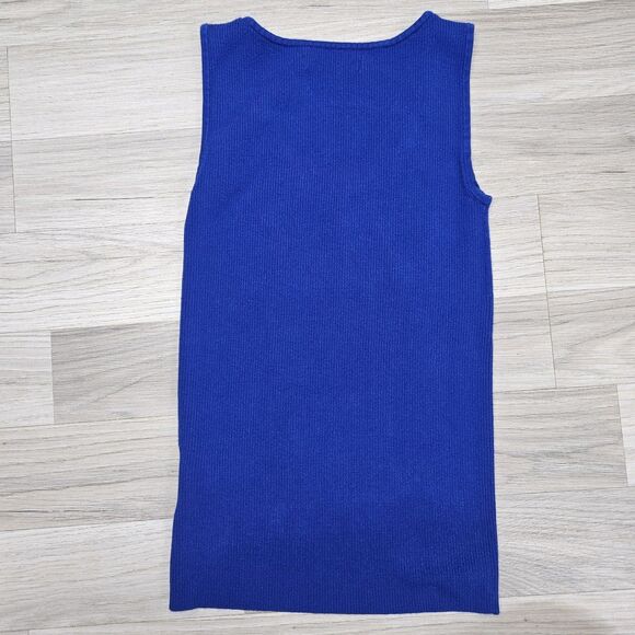 Old Navy Womens Blue Sweater Tank Medium Y2K Ribbed Blouse - Picture 5 of 5